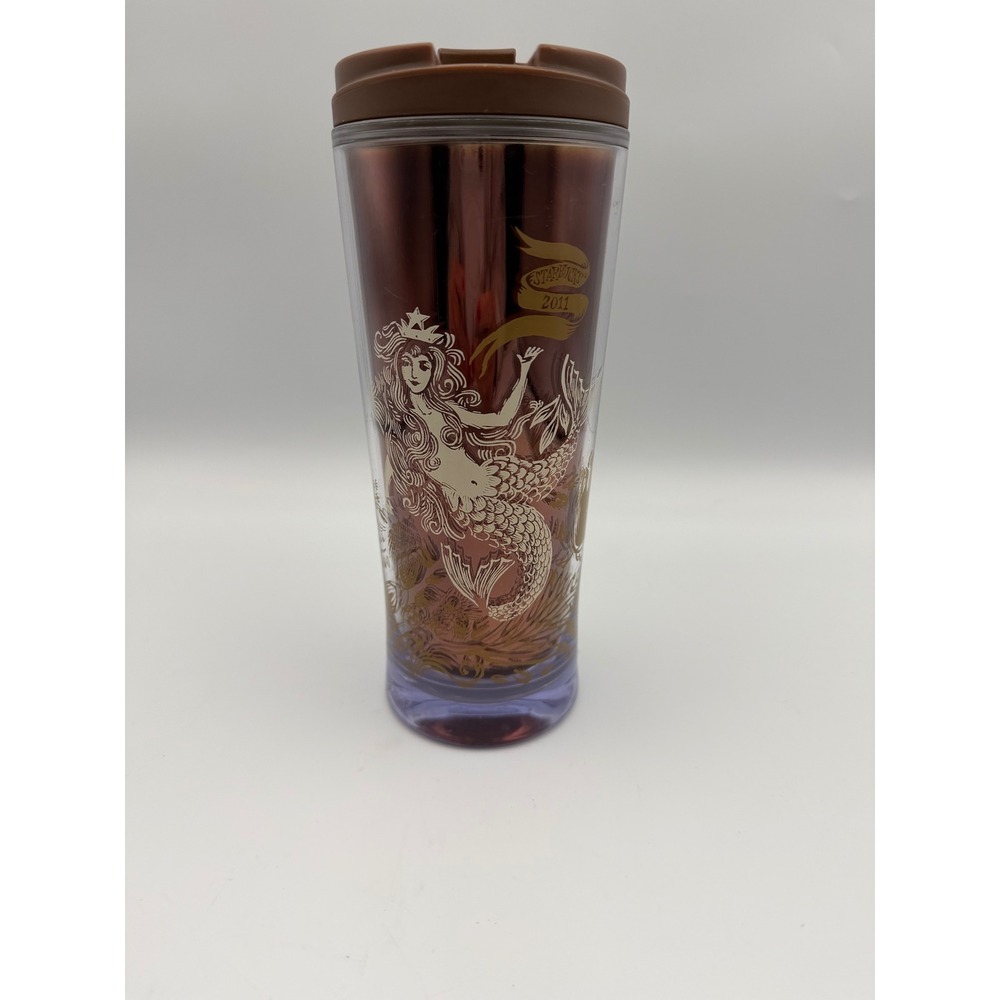 Starbucks 2011 Anniversary Siren Mermaid Copper Travel Tumbler 16oz